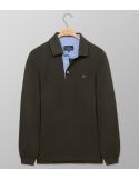 Polo Long Sleeve Regular Fit Plain Dark Olive | Oxford Company eShop